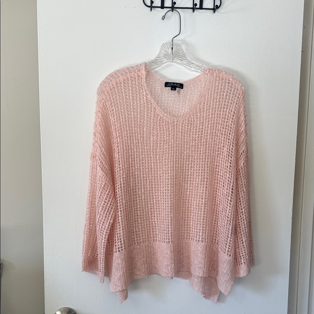 CHARLIE B Light Pink Knit Women's Fishnet Sweater